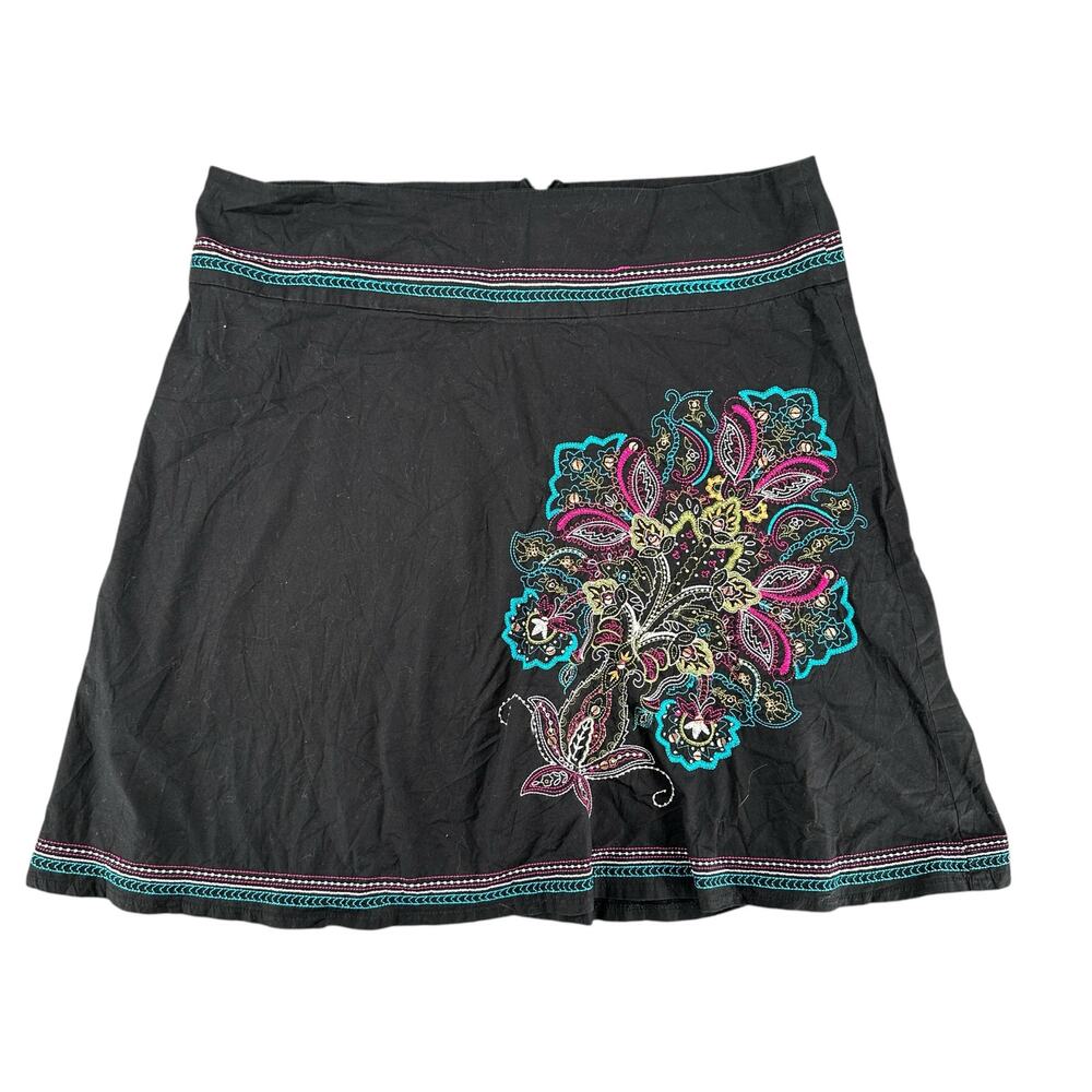 Vintage Y2K Heart & Soul Skater Skirt Electric Blue Pink Floral Boho Pattern 13